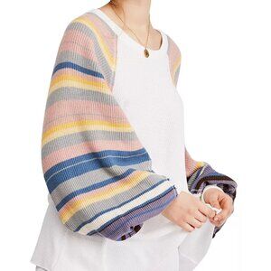 WE THE FREE Womens Rainbow Dreams Striped Textured Oversized Sweater Size M NWT